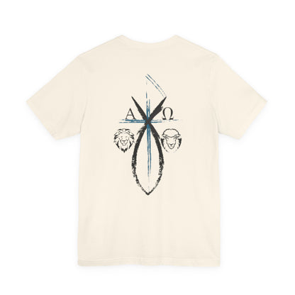 Lion and The lamb, Alpha & Omega, Chi Rho Cross T-Shirt