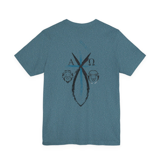 Lion and The lamb, Alpha & Omega, Chi Rho Cross T-Shirt